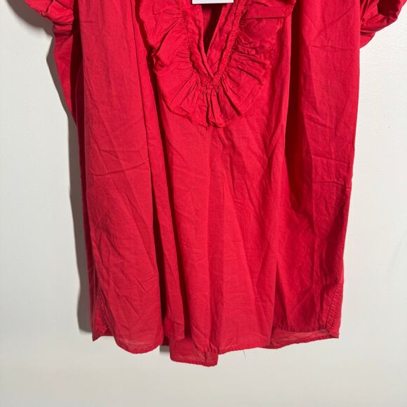 A Shirt Thing Penelope Cabo top Women XS Red Ruffle Preppy 100% Cotton NWT Work - Picture 7 of 7
